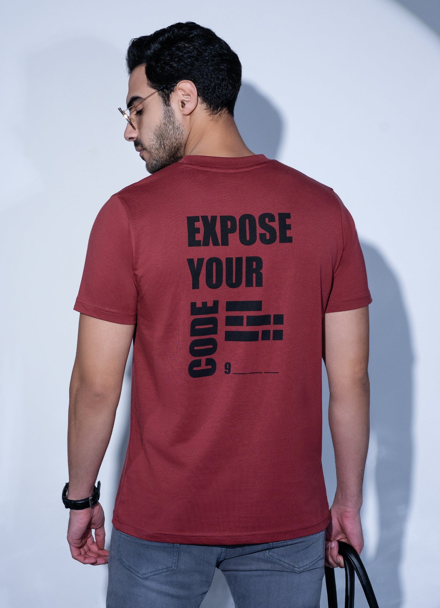 Buy The 97th Hour Decode Scan Me T-shirt - Maroon Back Look