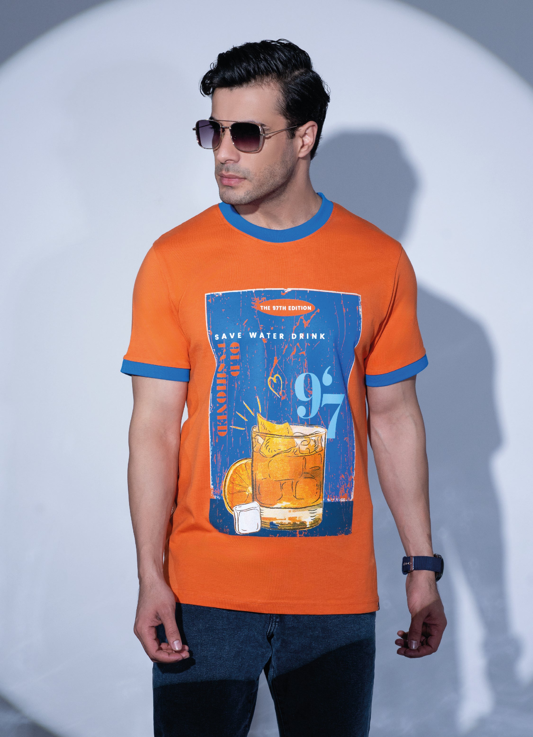Buy The 97th Hour Old Fashioned T-shirt - Orange Front Look