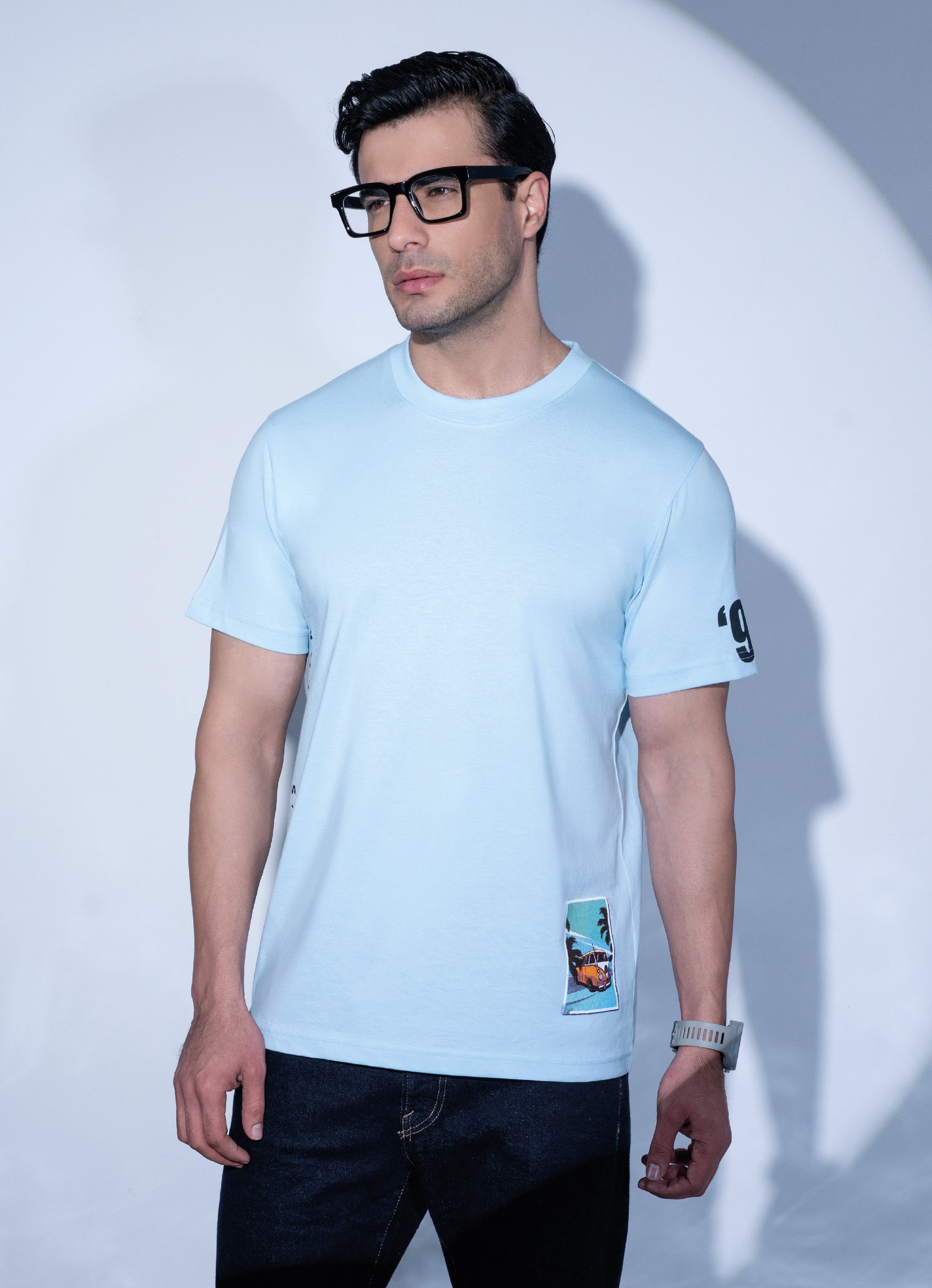 Buy The 97th Hour Summer Travel T-shirt - Blue Tshirt Front Look