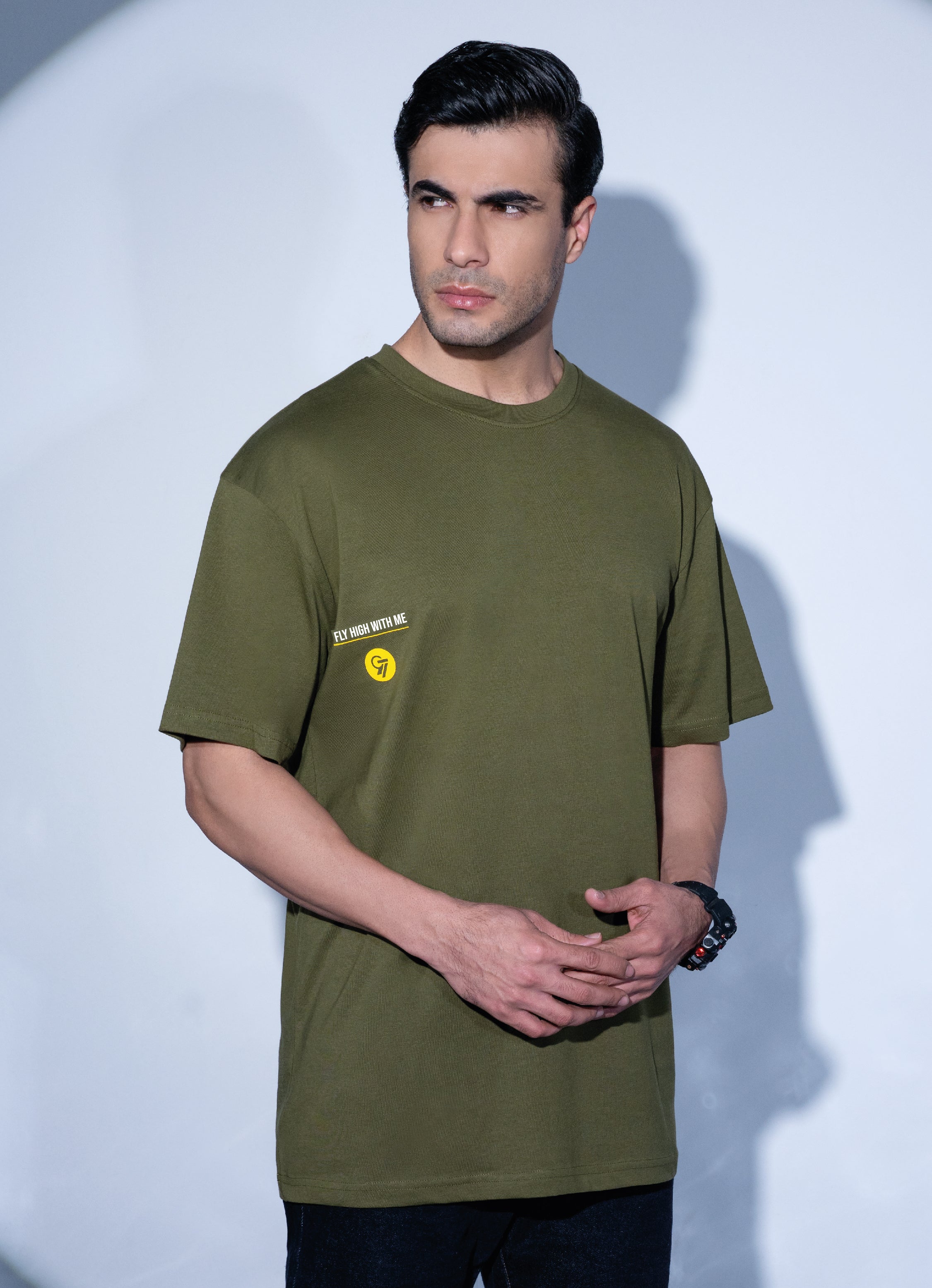 Buy The 97th Hour Pop Bird Urban Graphic Oversized T-shirt - Olive 