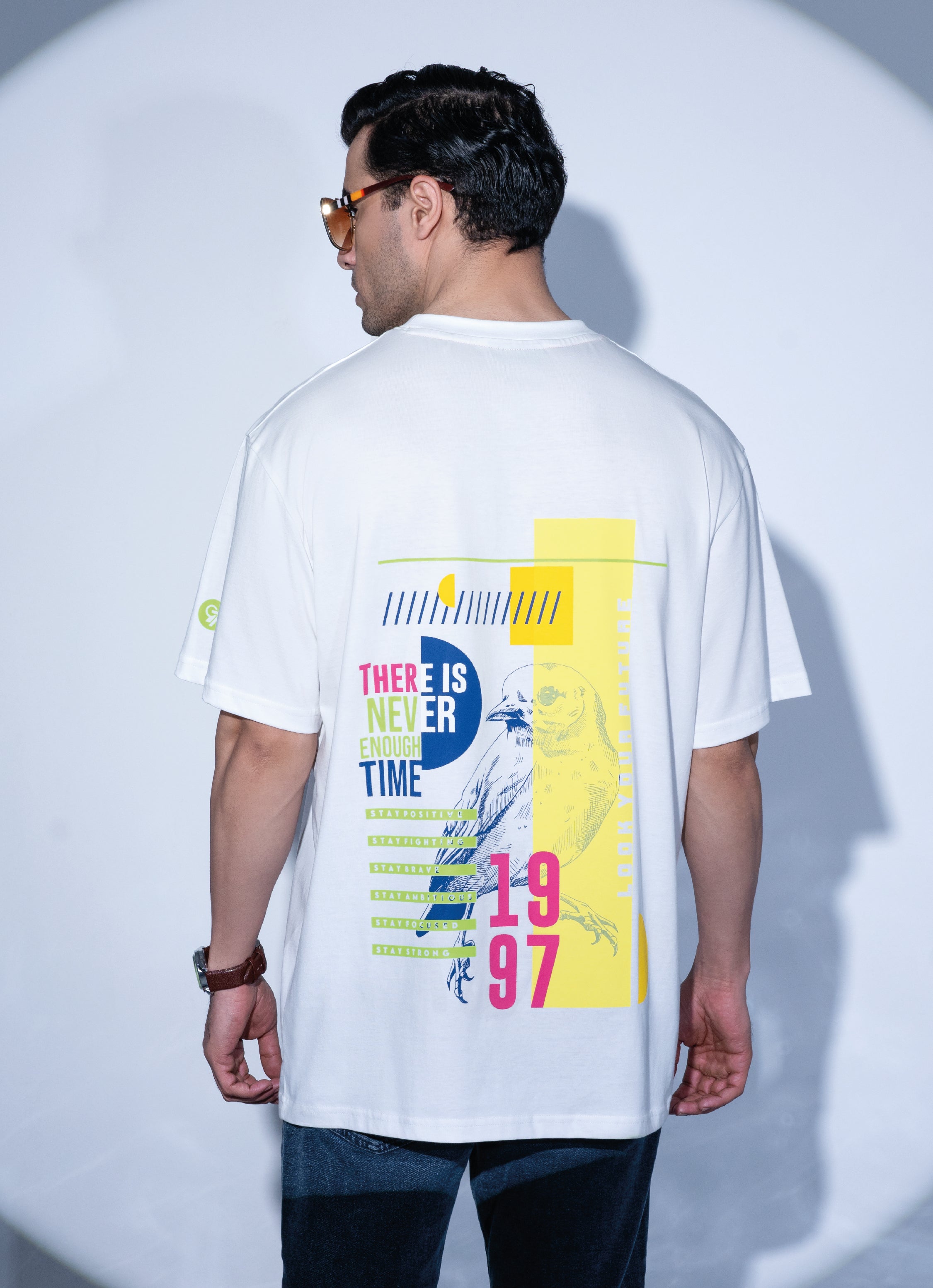 Buy The 97th Hour POP Bird Urban Graphic Oversized T-Shirt - White 