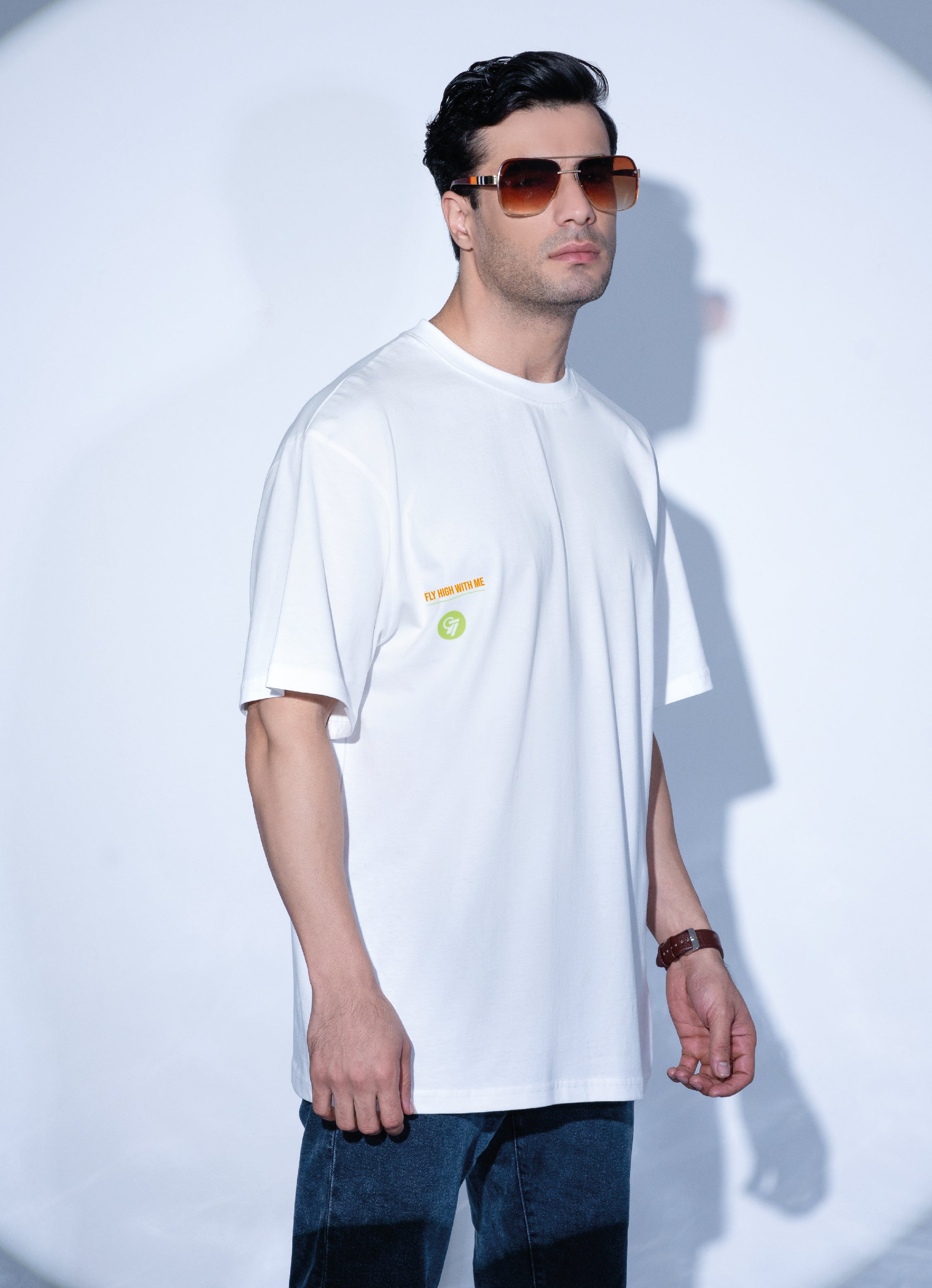 Buy The 97th Hour POP Bird Urban Graphic Oversized T-Shirt - White 