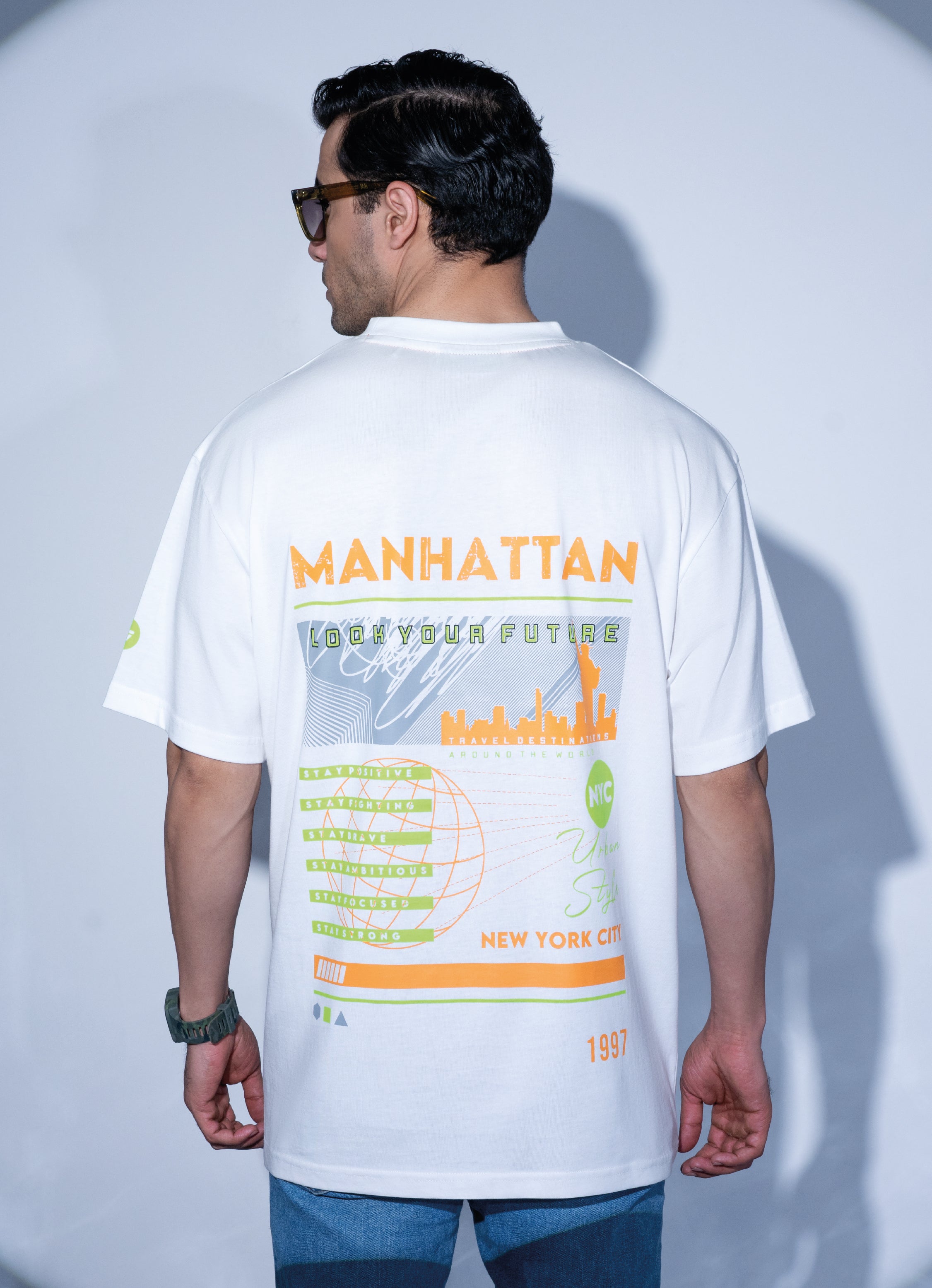 Buy the 97thhour Manhattan Graphic Oversized T-shirt - White back Look at Best Price