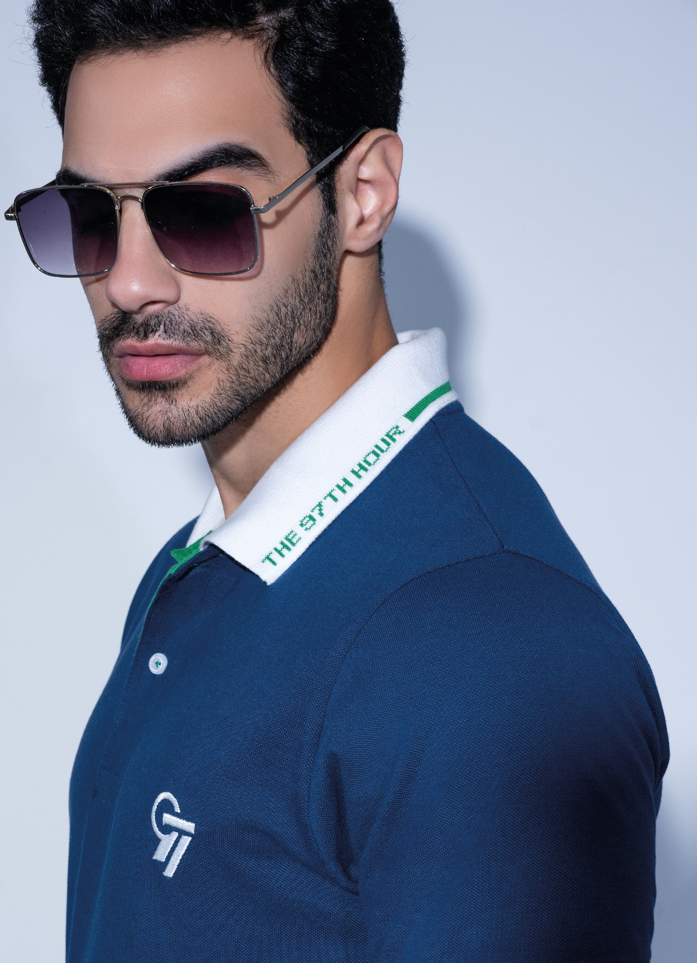 Buy Smart Navy The 97th Hour Luxury Polo Tshirt Side Look